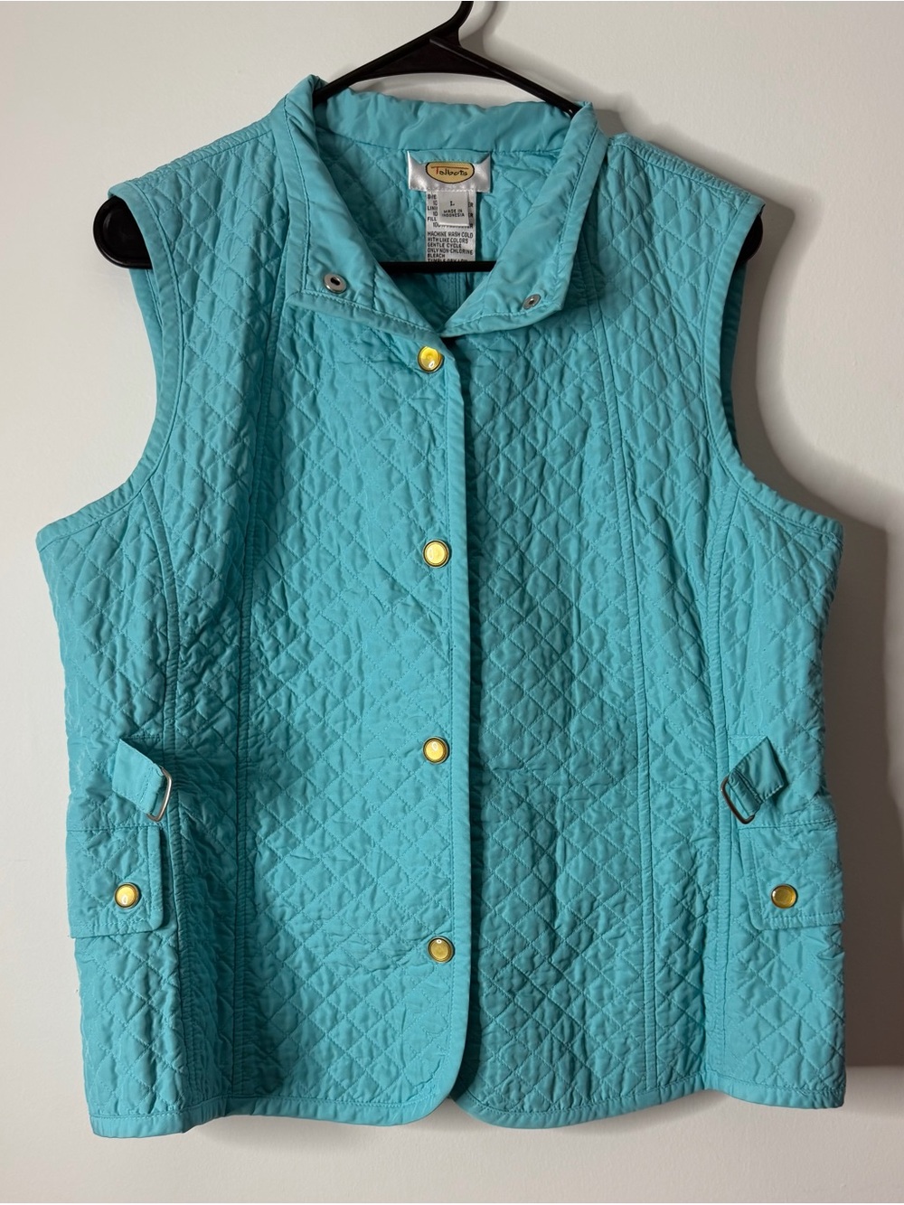Talbots Quilted Sleeveless Vest - Aqua Blue